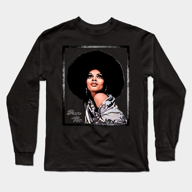 Vintage Diana Ross Grunge Style Long Sleeve T-Shirt by Mr.FansArt